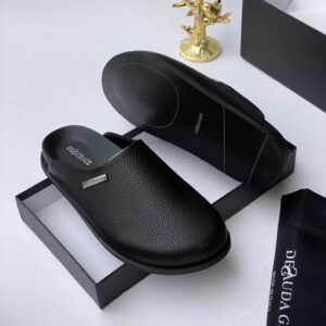 men's leather mule slippers