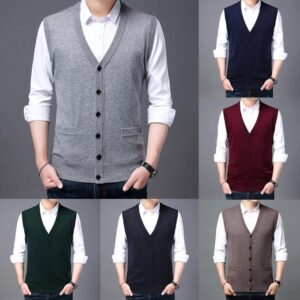 knitting v-neck sleeveless sweaters