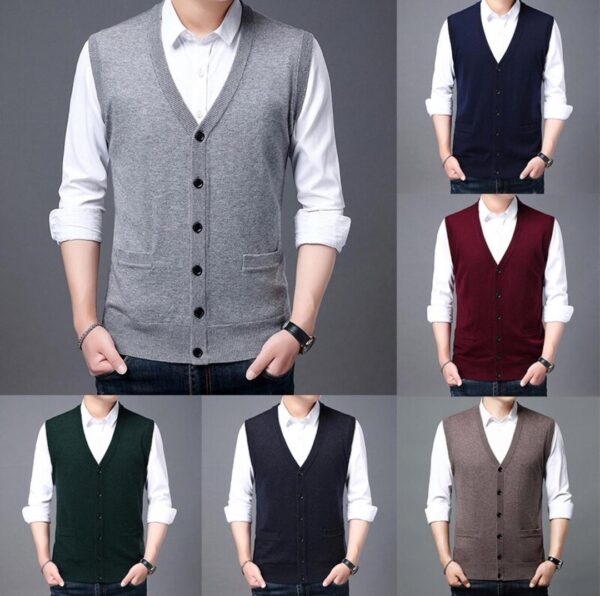 knitting v-neck sleeveless sweaters