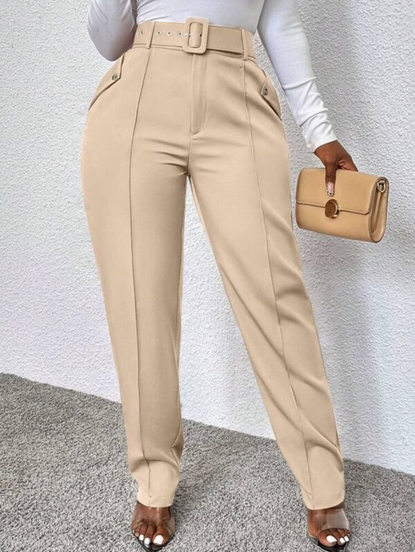 women high-waist belted trouser