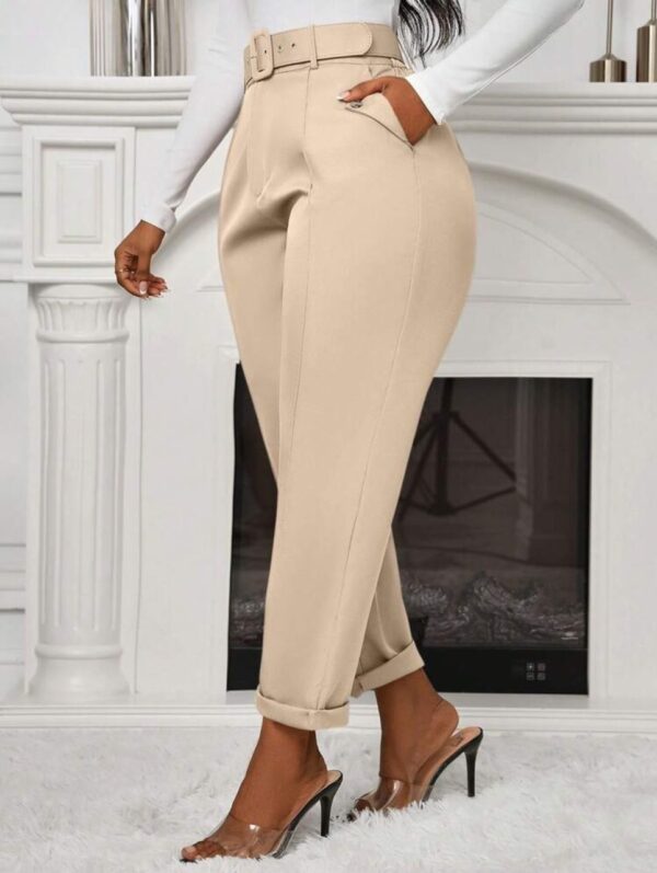 women high-waist belted trouser