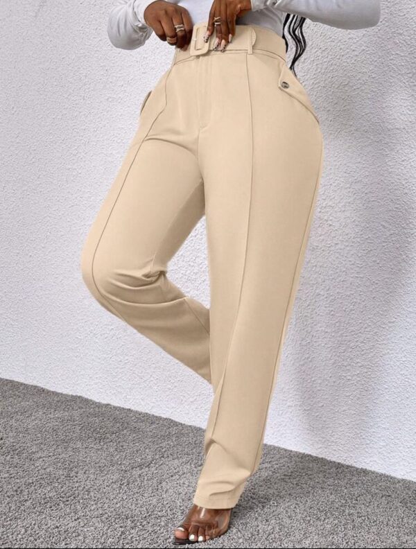 women high-waist belted trouser