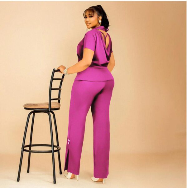 short sleeve button backless 2pcs sets