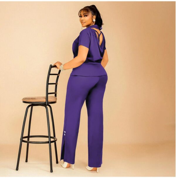 short sleeve button backless 2pcs sets