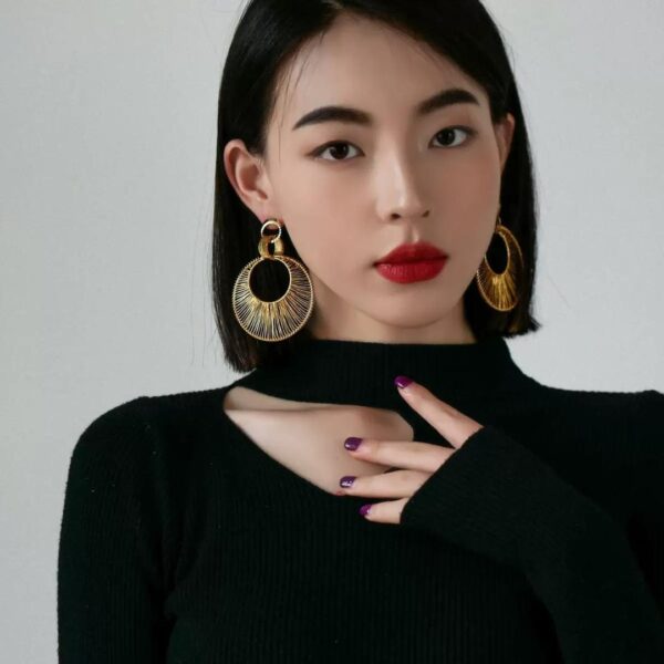 Ladies Gold Tone Hollow Hoop Earrings ladies gold tone hollow hoop earrings