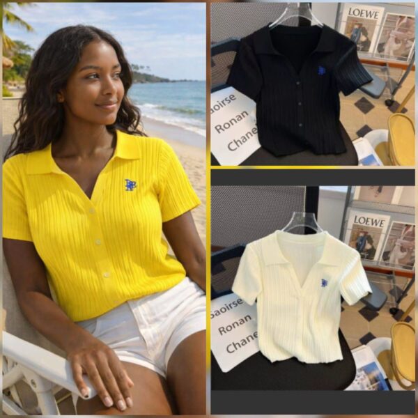 ladies short sleeve knitted tops