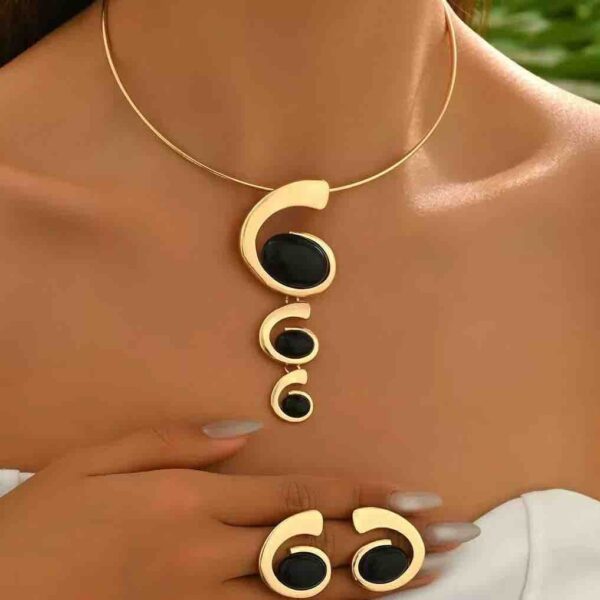 women spiral necklace and earring set