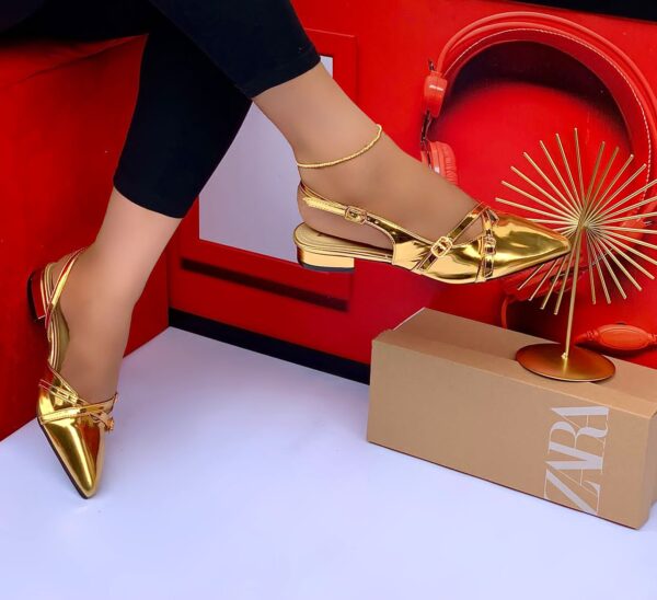 ladies sling-back block low heels