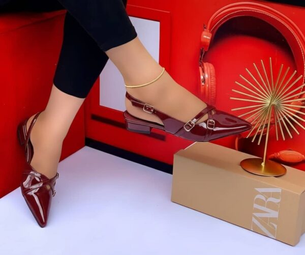 ladies sling-back block low heels