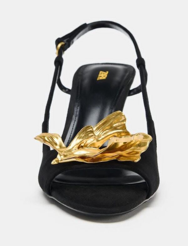 Ladies Leather Slingback Heels with Appliqué ladies leather slingback heels with appliqué