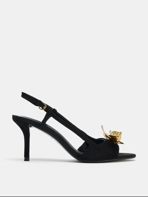 Ladies Leather Slingback Heels with Appliqué ladies leather slingback heels with appliqué