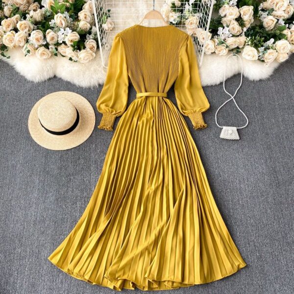 ladies pleated chiffon maxi dress