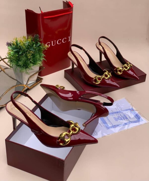 luxury patent leather slingback pumps