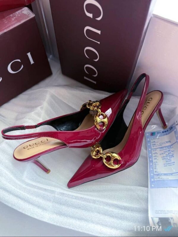 luxury patent leather slingback pumps