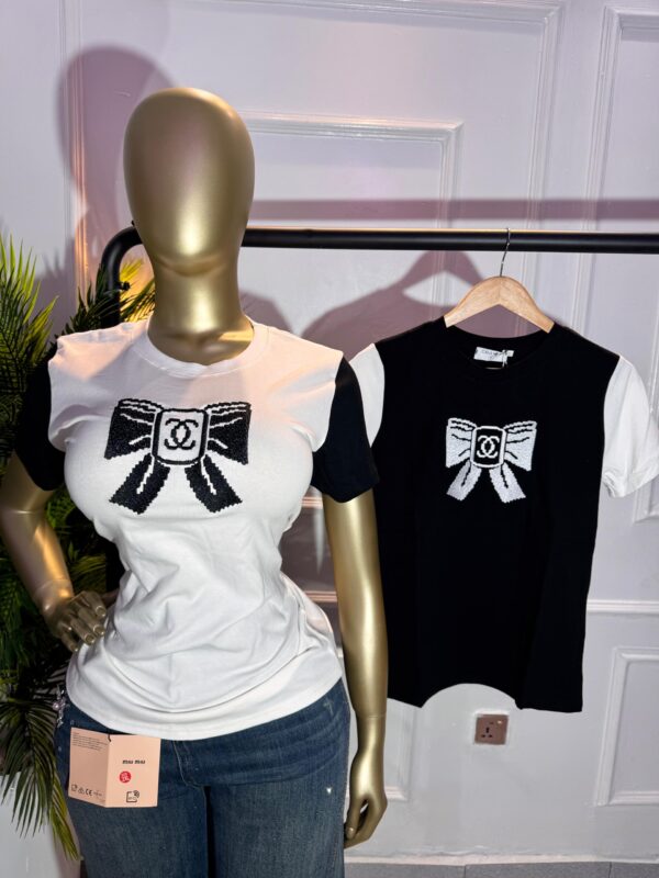 bow graphic short sleeve shirt