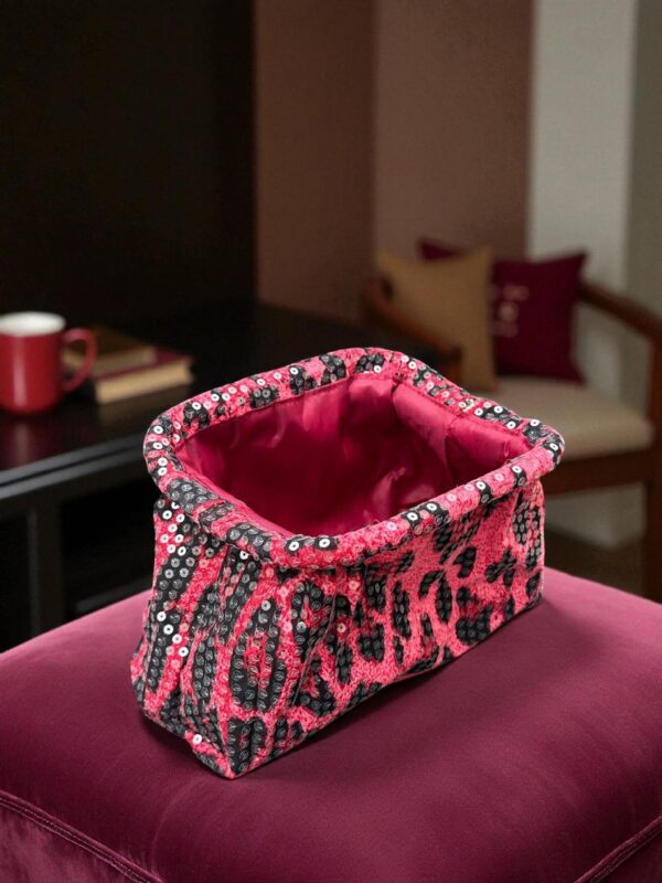 leopard print sequin clutch bag