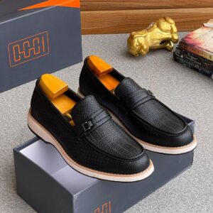 men breathable leather slip-on shoes