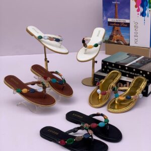 women beaded flat slippers