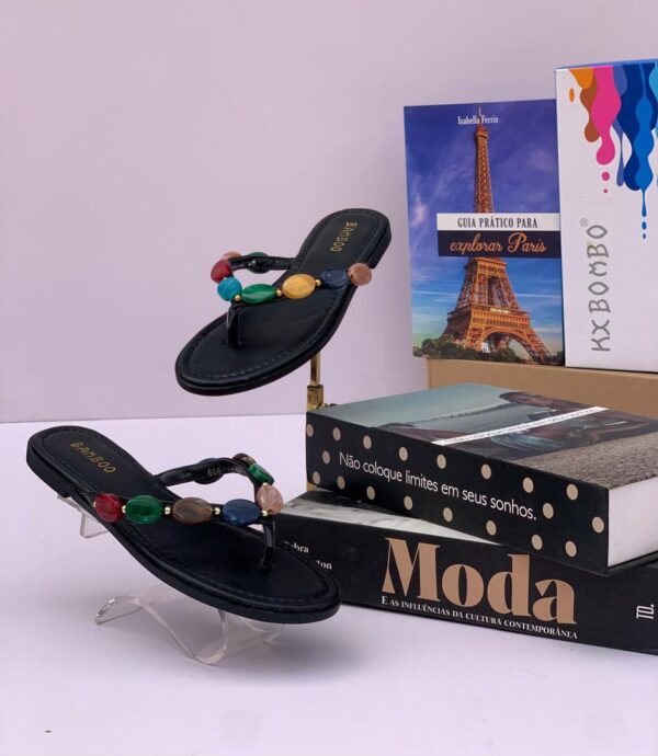 women beaded flat slippers