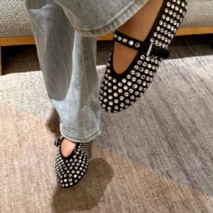 women studded ballerina flats shoes