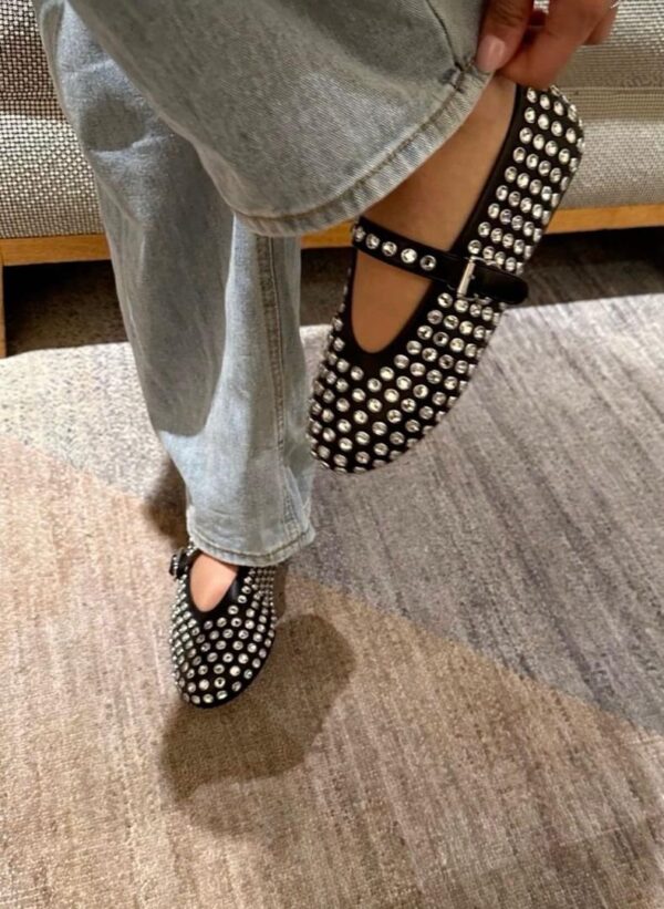 women studded ballerina flats shoes