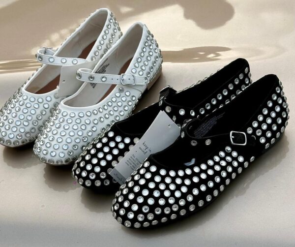 women studded ballerina flats shoes