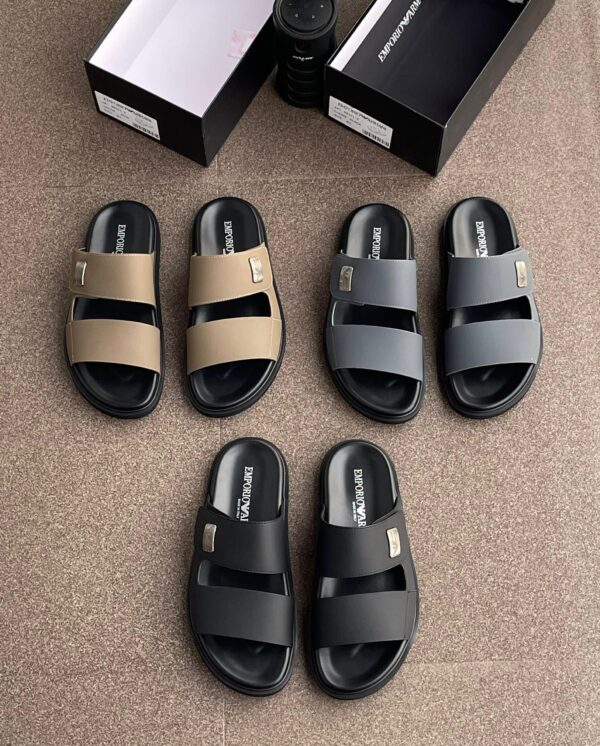 chunky leather-look sliders