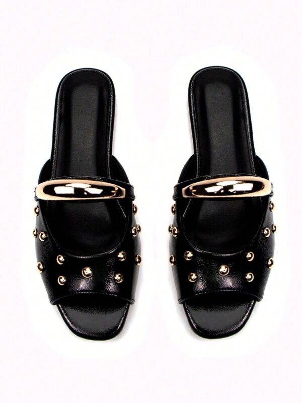 women fashion gold metallic slippers