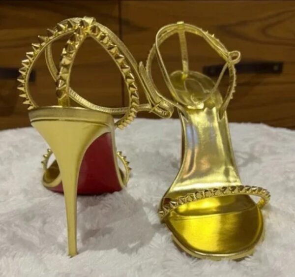 ladies gold spike stilettos sandals