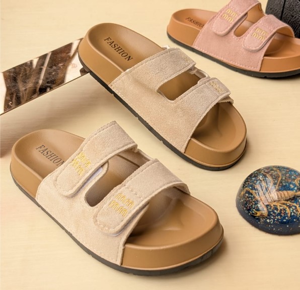 Women's Suede Double Strap Slide women's suede double strap slide