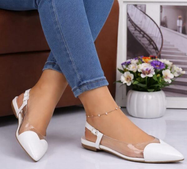 woman patent leather sling-back flat shoes