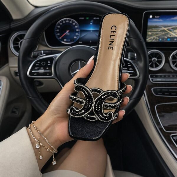 Woman Embellished Flat Slippers woman embellished flat slippers