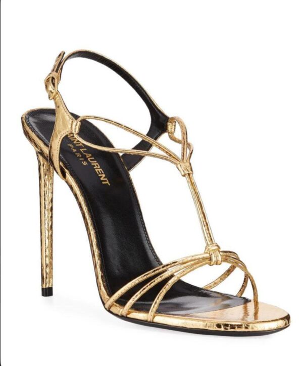 Classy Strappy Metallic Heels For Ladies classy strappy metallic heels for ladies