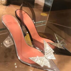 classy transparent butterfly heels