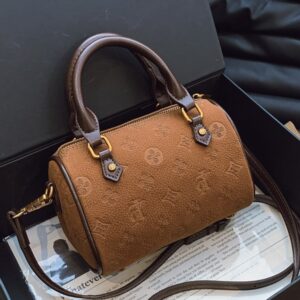 brown suede mini top-handle bag for ladies