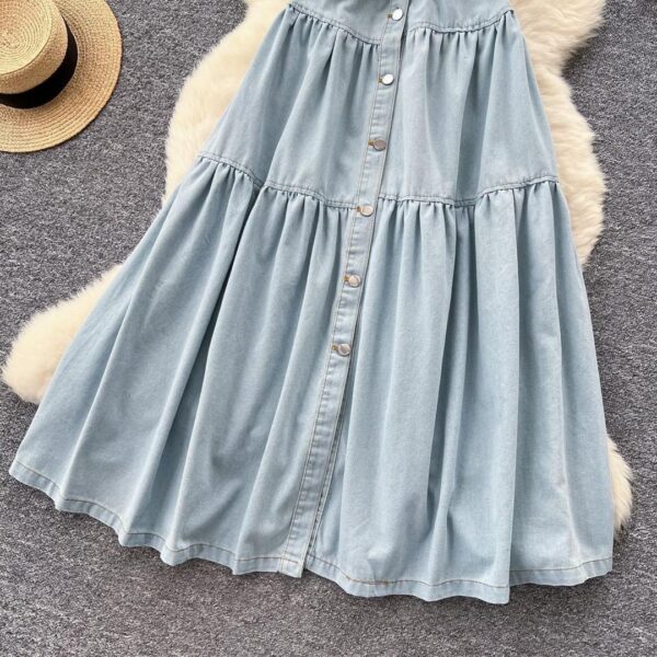 Ladies Sleeveless Button-down Denim Dress ladies sleeveless button-down denim dress