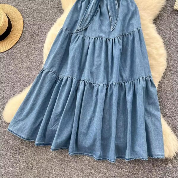 Ladies Sleeveless Tiered Denim Dress ladies sleeveless tiered denim dress