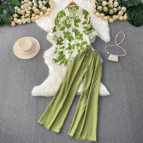 Ladies Floral Print Shirt And Pants Set ladies floral print shirt and pants set