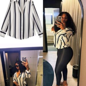 women striped long sleeve shirt