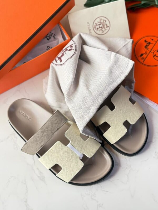 hermes leather flat slippers