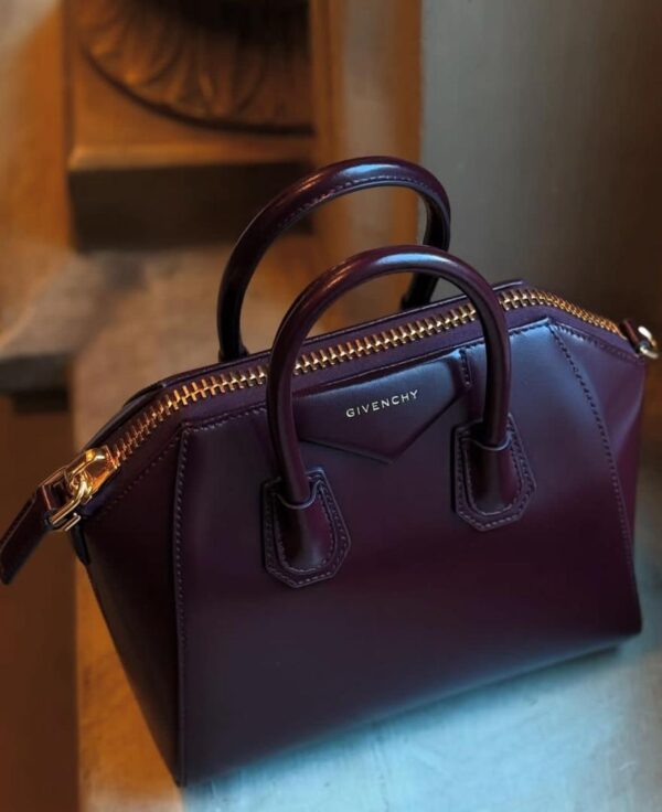 shiny mini leather handbag