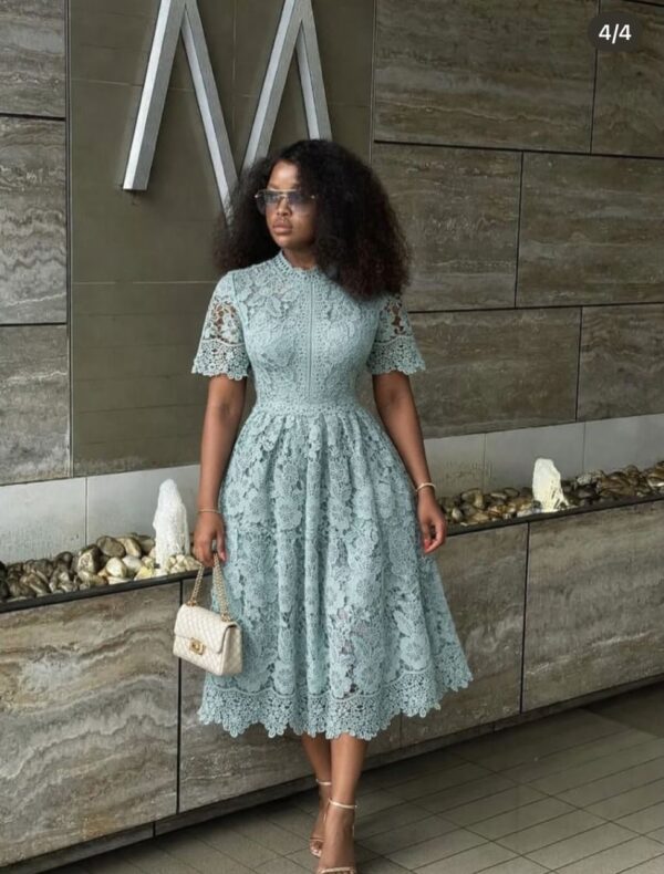 women lace hollow out midi dress