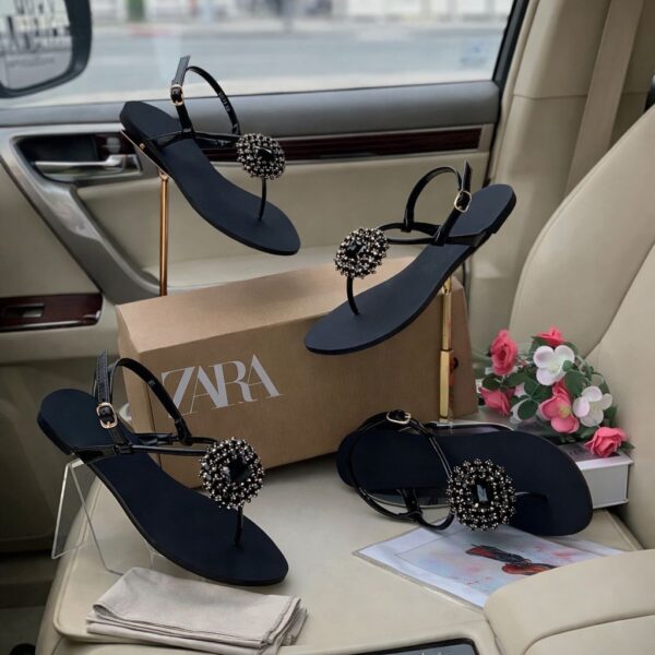 black t-strap flat sandal