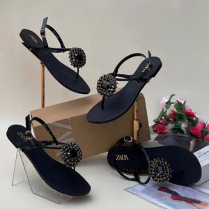 black t-strap flat sandal