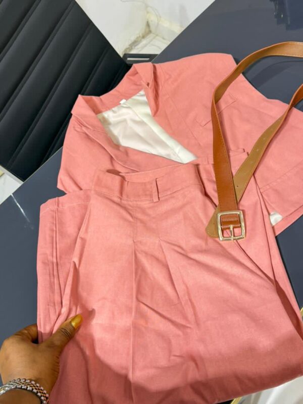 linen flap short vest set