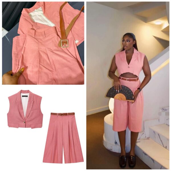 linen flap short vest set