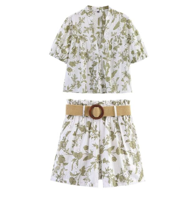 ladies floral print 2 piece short set