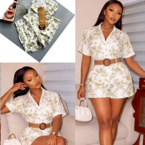 Ladies Floral Print 2 Piece Short Set