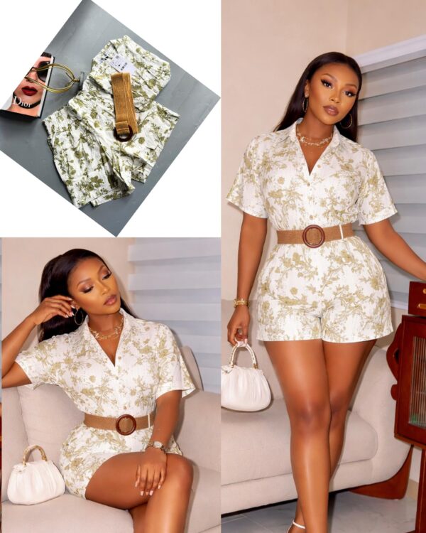 ladies floral print 2 piece short set