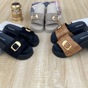 women platform gold buckle sandals